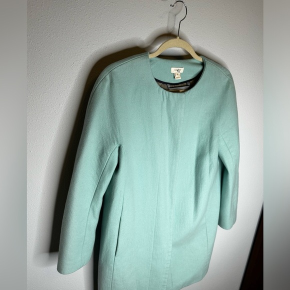 J. Crew Car Coat wool blend size 8 women’s blue green color - Picture 3 of 6